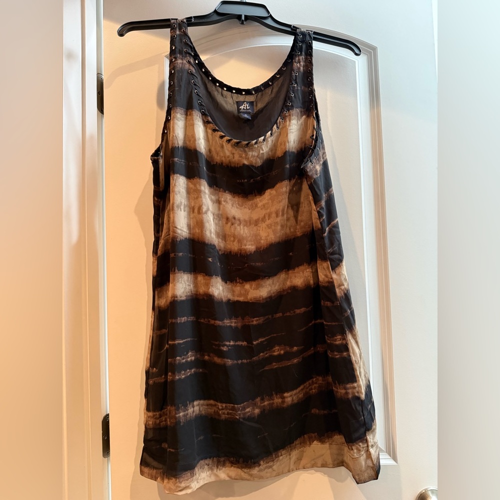 Stylish Black and Brown Striped Tank Top